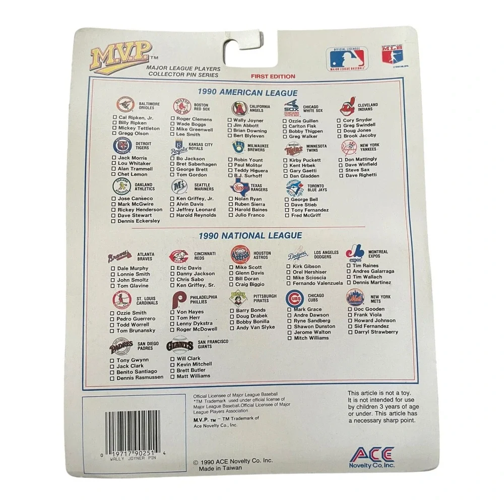 Wally‎ Joyner 1990 MVP Major League Players Collector Pin Series Card & Pin Set